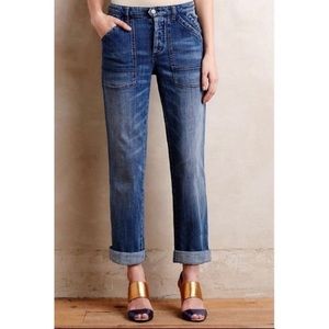 Pilcro and the Letterpress Folio Jeans Distressed Button Fly Pockets Sz 26